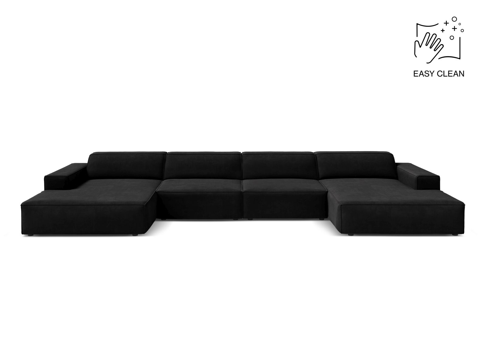 Velvet Modular Panoramic Sofa, "Jodie", 6 Seats, 364x162x77