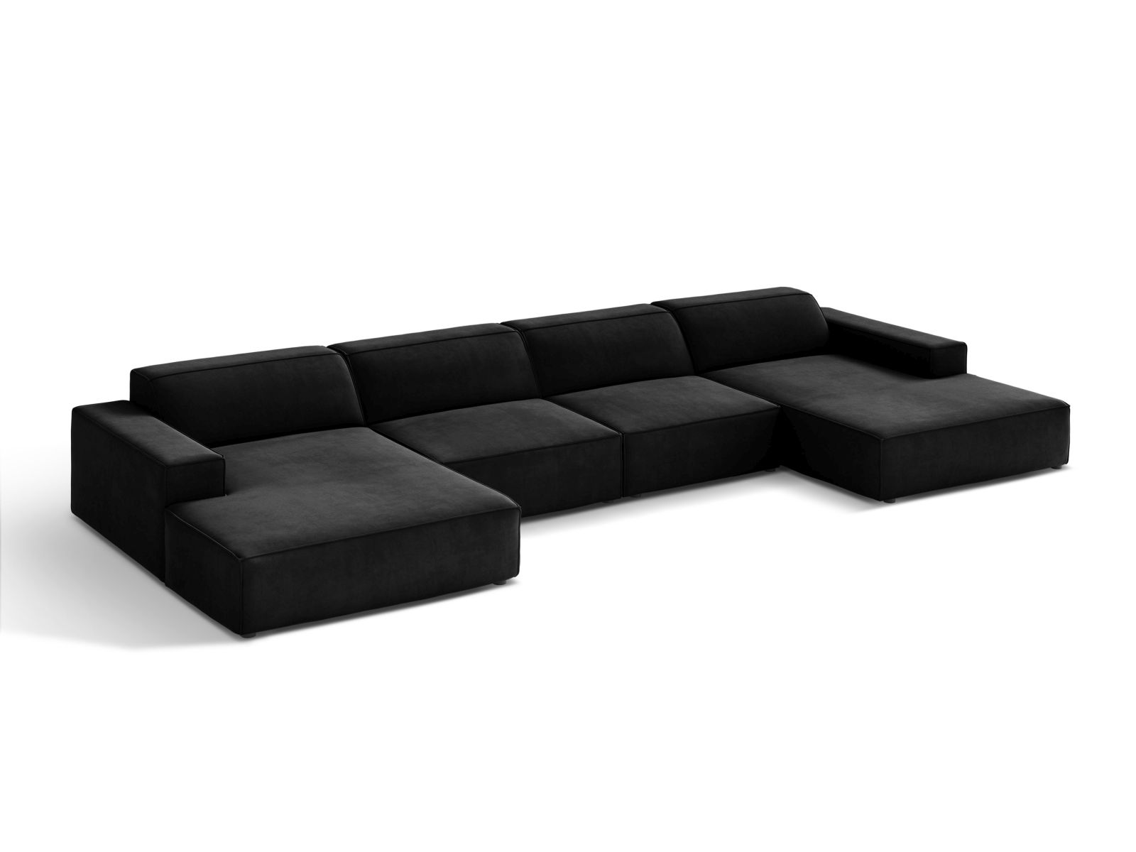 Velvet Modular Panoramic Sofa, "Jodie", 6 Seats, 364x162x77