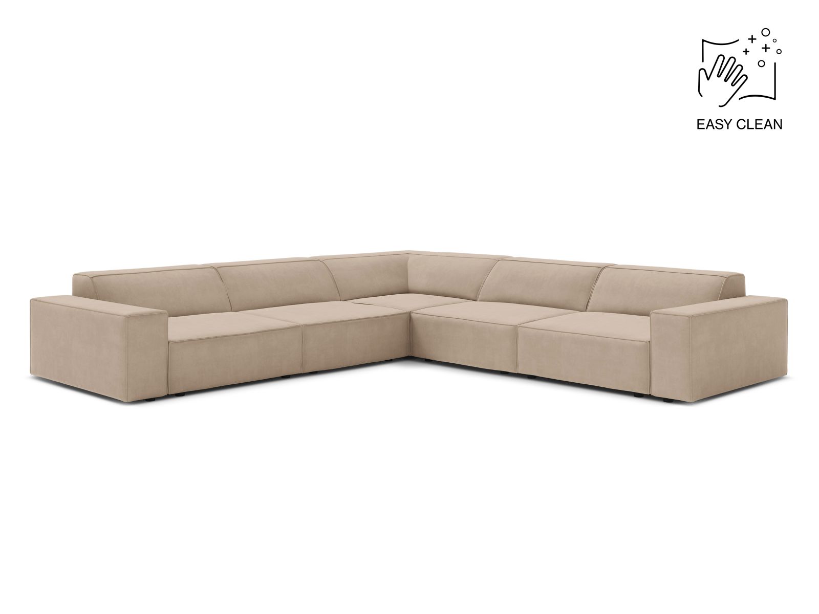 Velvet Symmetrical Corner Sofa, "Jodie", 6 Seats, 283x283x77