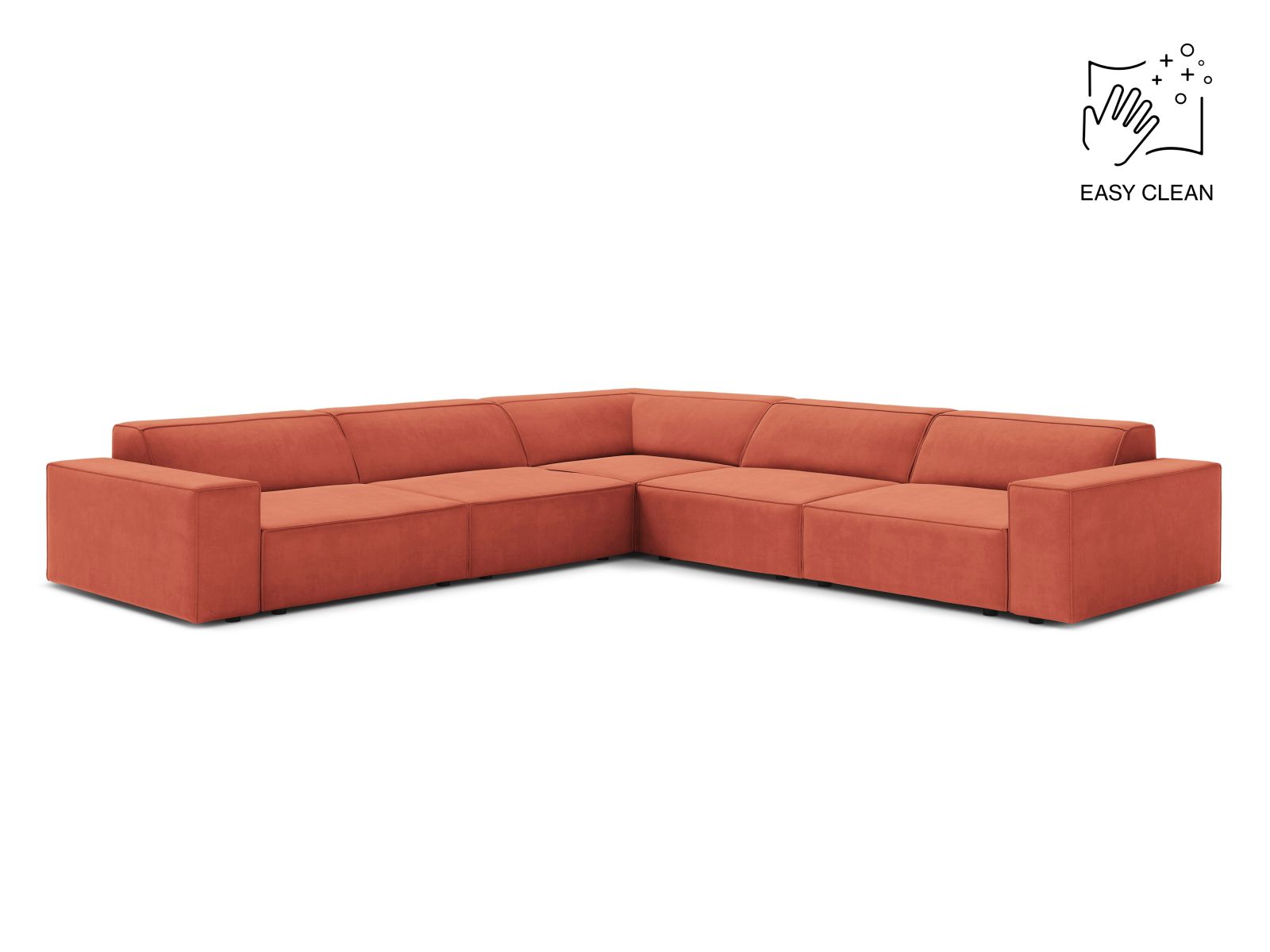 Velvet Symmetrical Corner Sofa, "Jodie", 6 Seats, 283x283x77