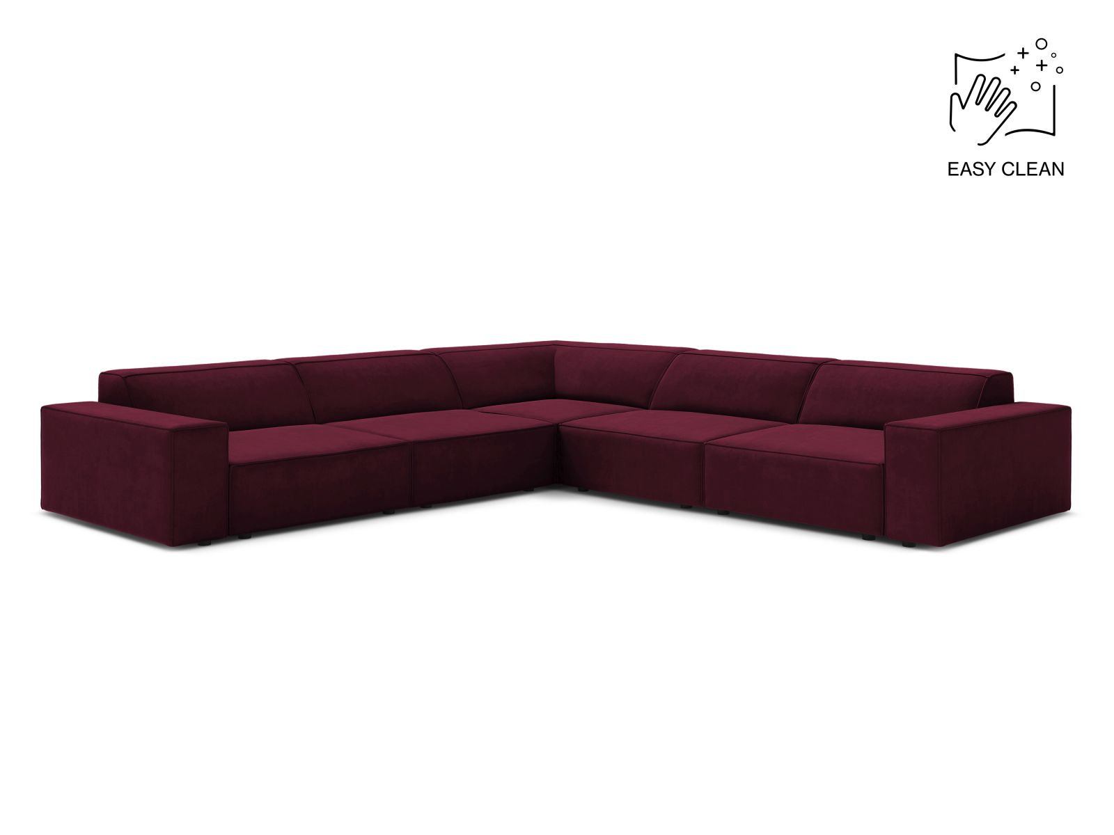 Velvet Symmetrical Corner Sofa, "Jodie", 6 Seats, 283x283x77