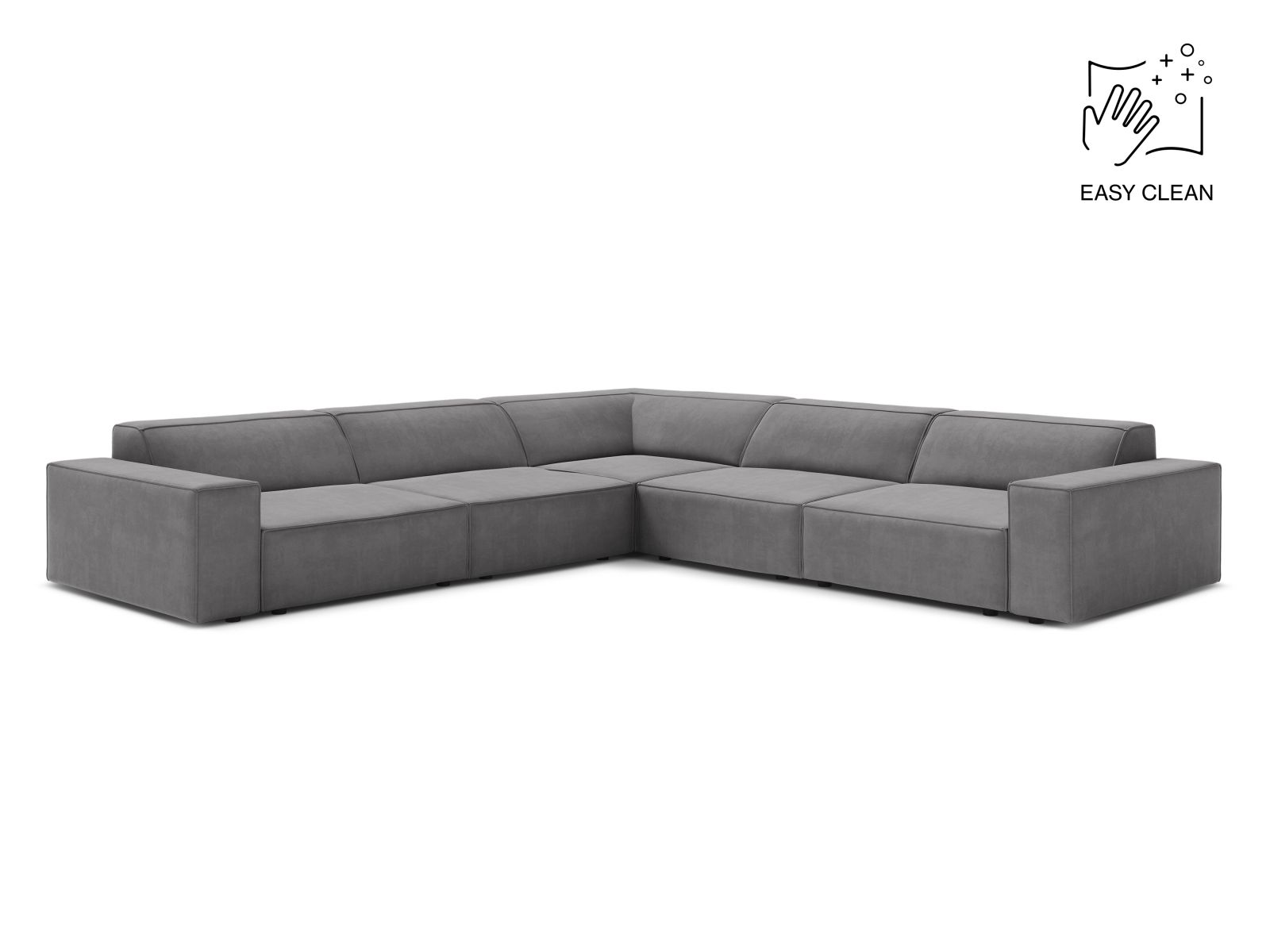 Velvet Symmetrical Corner Sofa, "Jodie", 6 Seats, 283x283x77