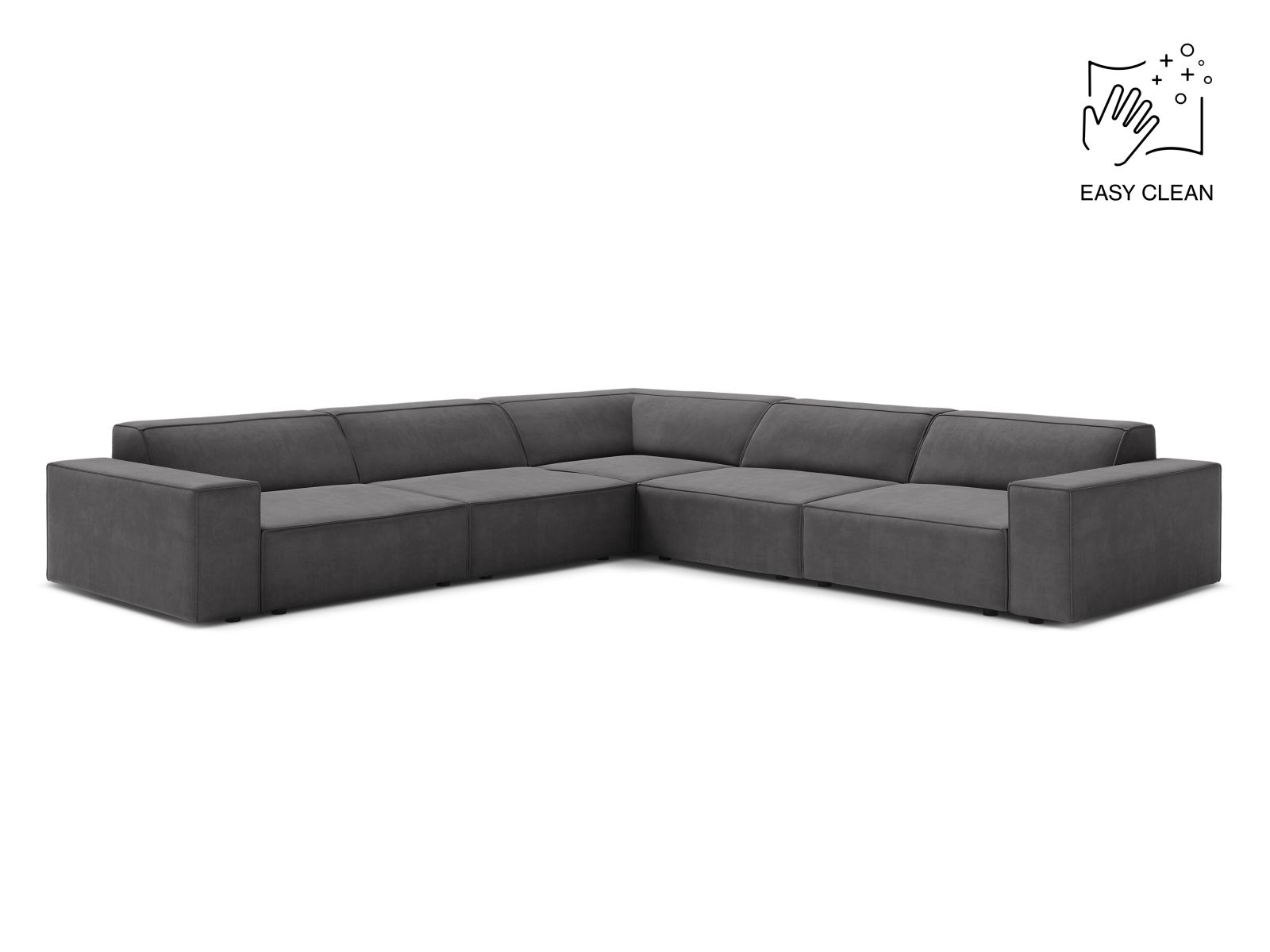 Velvet Symmetrical Corner Sofa, "Jodie", 6 Seats, 283x283x77