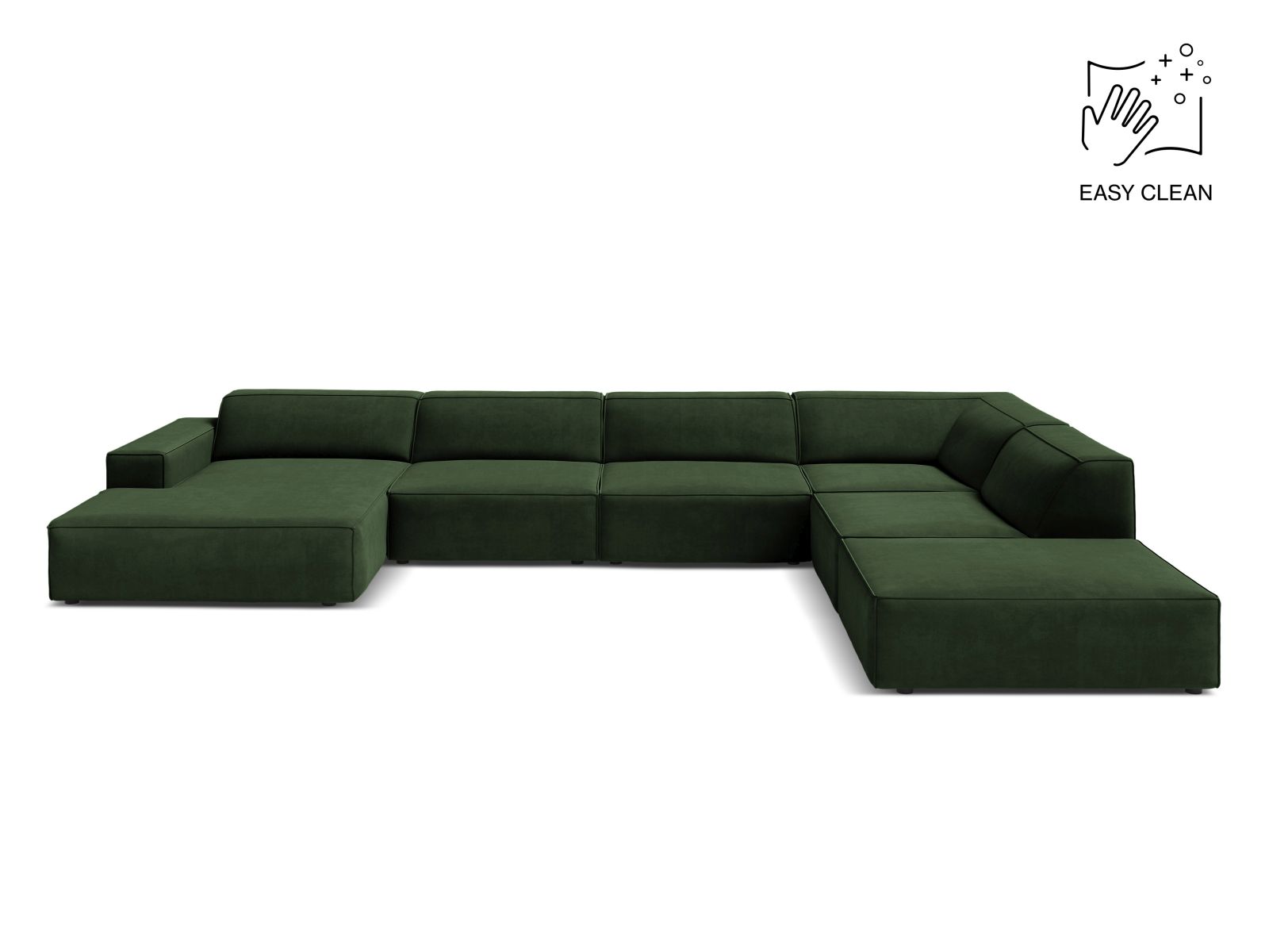 Velvet Modular Panoramic Right Corner Sofa, "Jodie", 7 Seats, 361x258x77