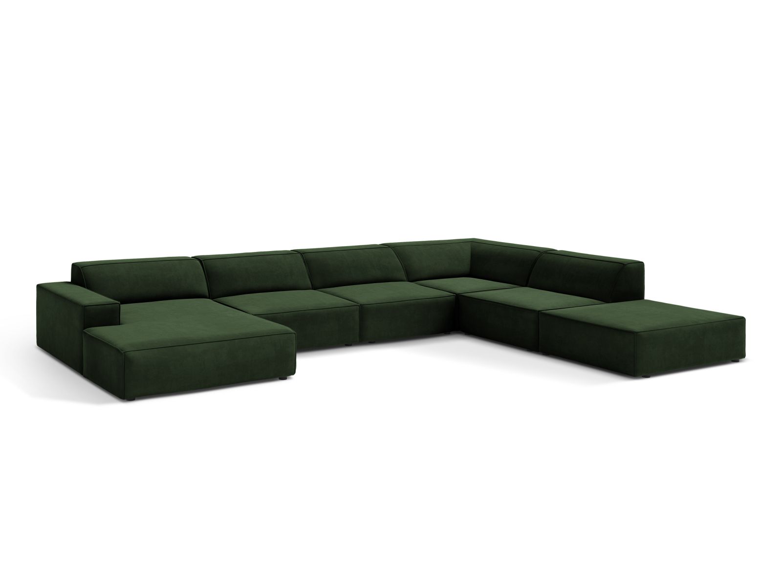 Velvet Modular Panoramic Right Corner Sofa, "Jodie", 7 Seats, 361x258x77