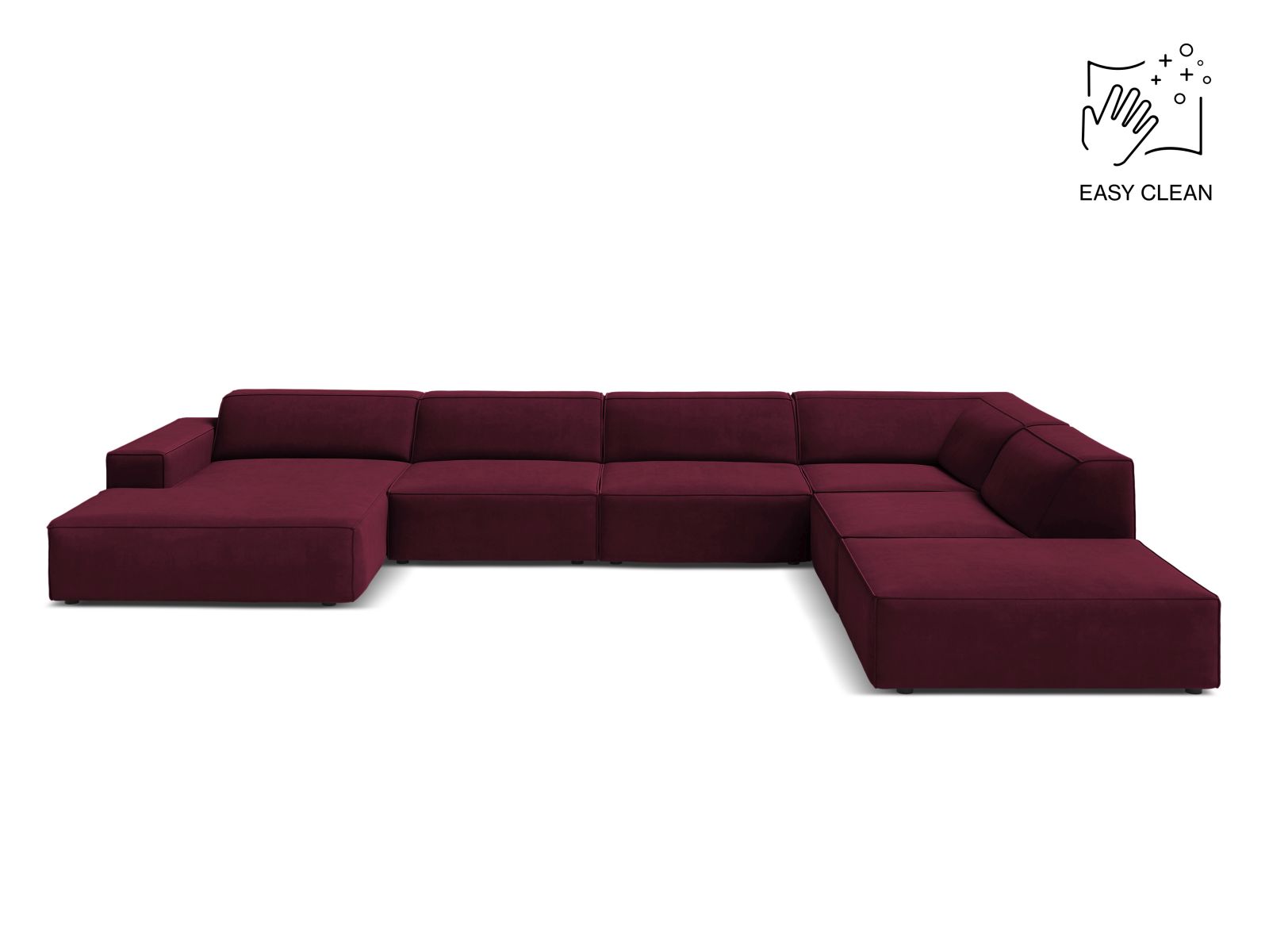Velvet Modular Panoramic Right Corner Sofa, "Jodie", 7 Seats, 361x258x77