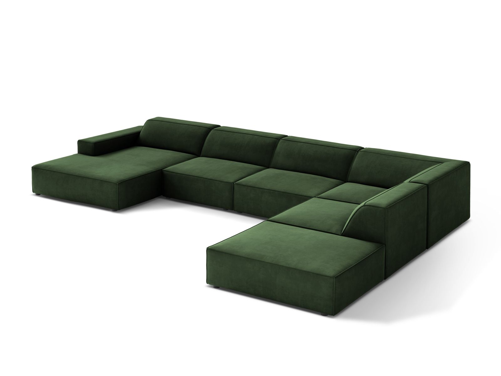 Velvet Modular Panoramic Right Corner Sofa, "Jodie", 7 Seats, 361x258x77
