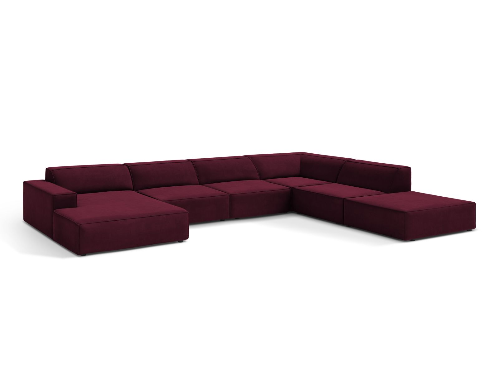 Velvet Modular Panoramic Right Corner Sofa, "Jodie", 7 Seats, 361x258x77