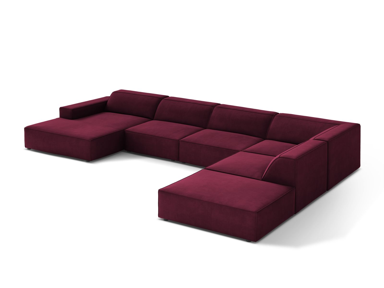 Velvet Modular Panoramic Right Corner Sofa, "Jodie", 7 Seats, 361x258x77