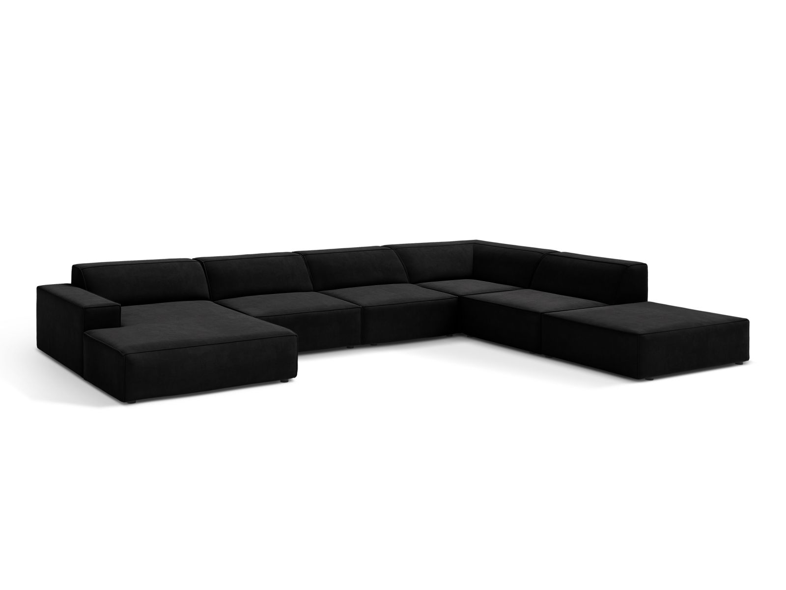 Velvet Modular Panoramic Right Corner Sofa, "Jodie", 7 Seats, 361x258x77
