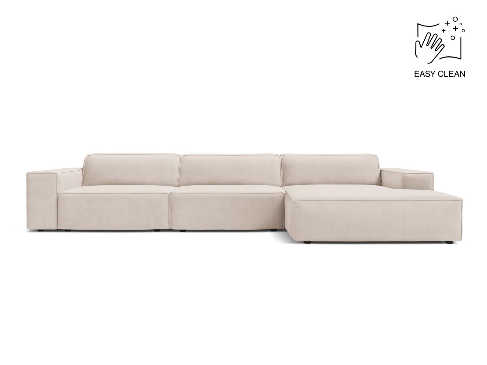 Velvet Modular Right Corner Sofa, "Jodie", 4 Seats, 284x162x77