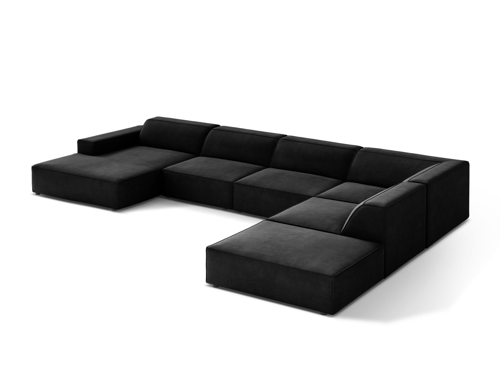 Velvet Modular Panoramic Right Corner Sofa, "Jodie", 7 Seats, 361x258x77