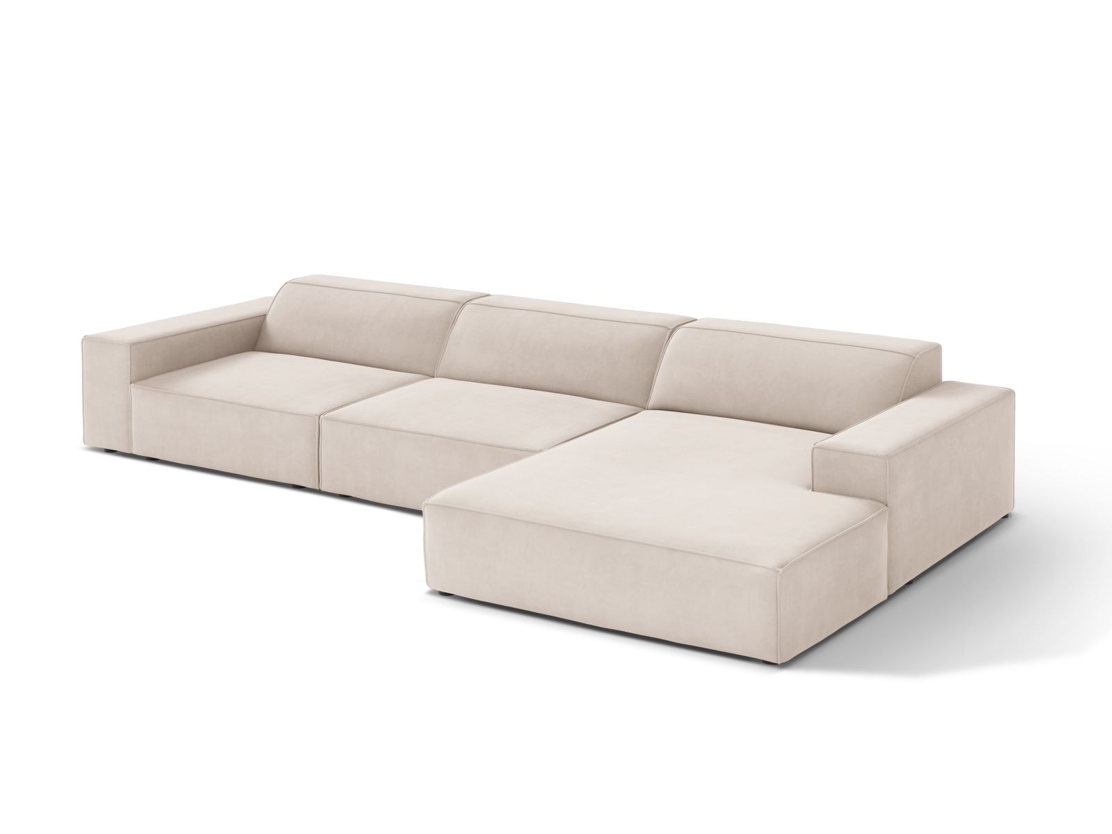 Velvet Modular Right Corner Sofa, "Jodie", 4 Seats, 284x162x77
