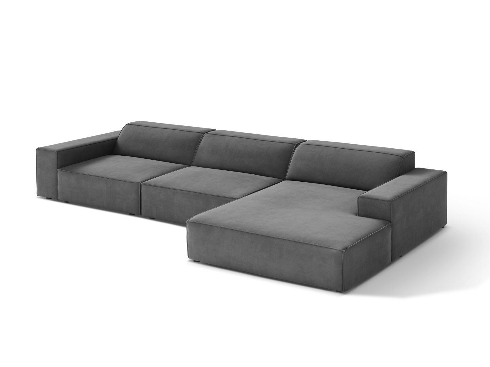 Velvet Modular Right Corner Sofa, "Jodie", 4 Seats, 284x162x77