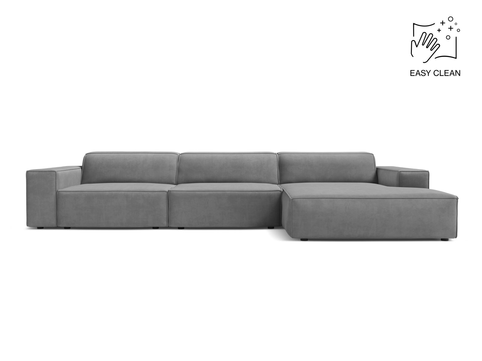 Velvet Modular Right Corner Sofa, "Jodie", 4 Seats, 284x162x77