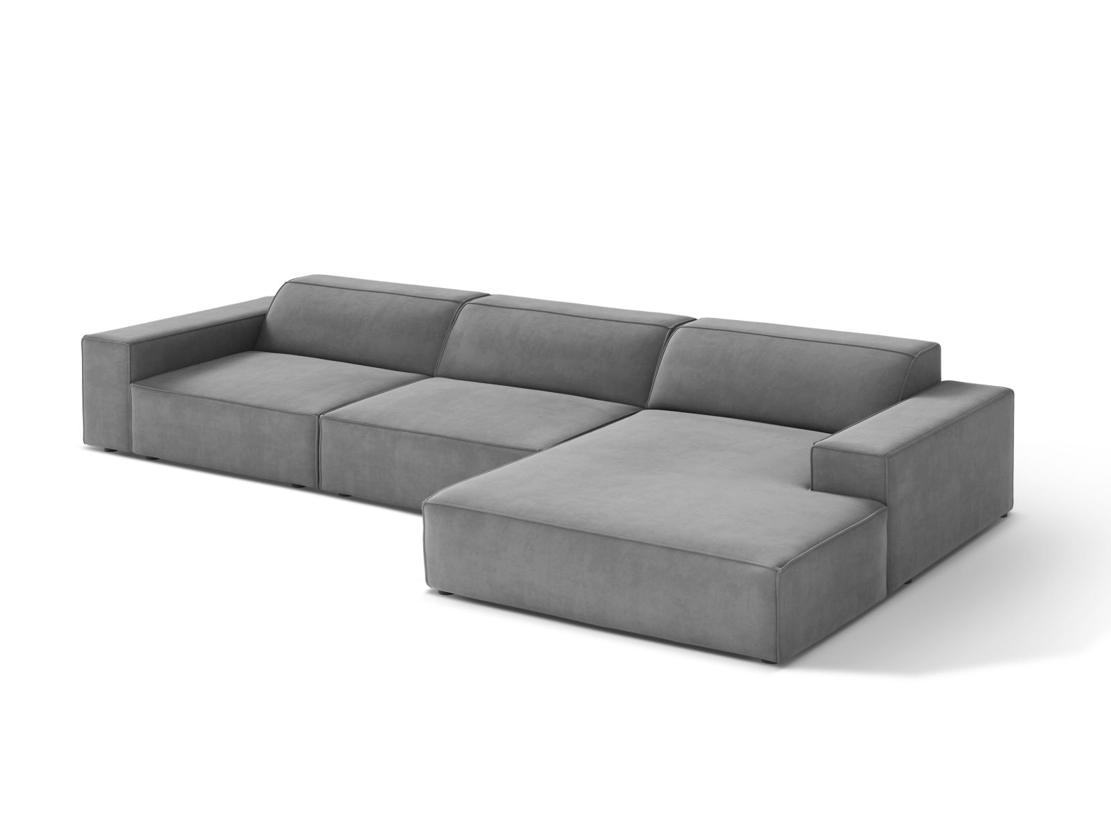 Velvet Modular Right Corner Sofa, "Jodie", 4 Seats, 284x162x77