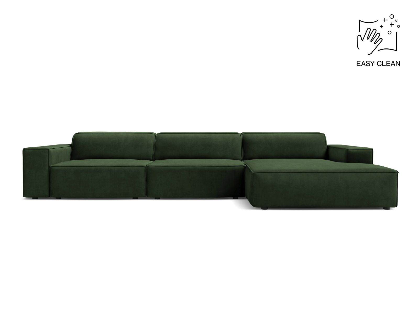 Velvet Modular Right Corner Sofa, "Jodie", 4 Seats, 284x162x77