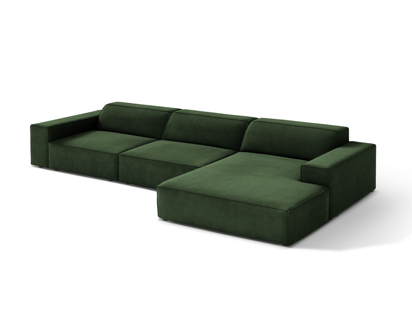 Velvet Modular Right Corner Sofa, "Jodie", 4 Seats, 284x162x77