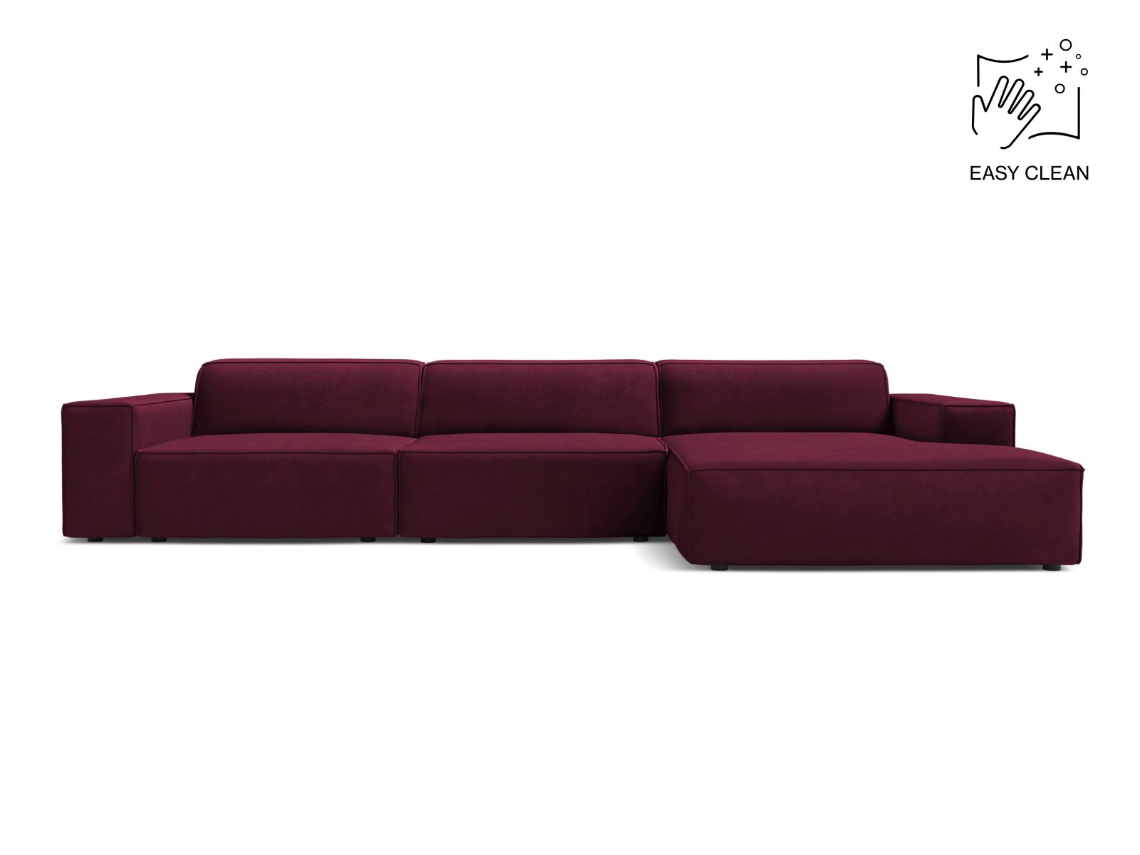 Velvet Modular Right Corner Sofa, "Jodie", 4 Seats, 284x162x77