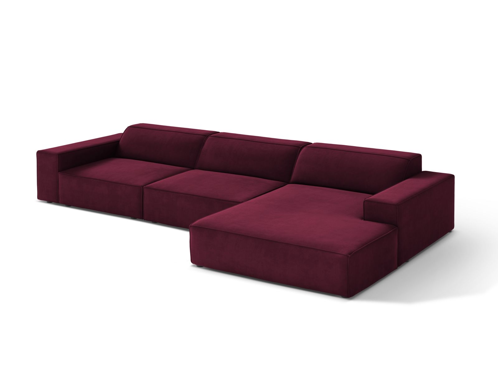 Velvet Modular Right Corner Sofa, "Jodie", 4 Seats, 284x162x77