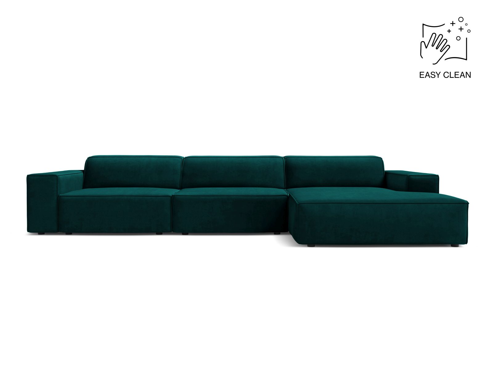 Velvet Modular Right Corner Sofa, "Jodie", 4 Seats, 284x162x77