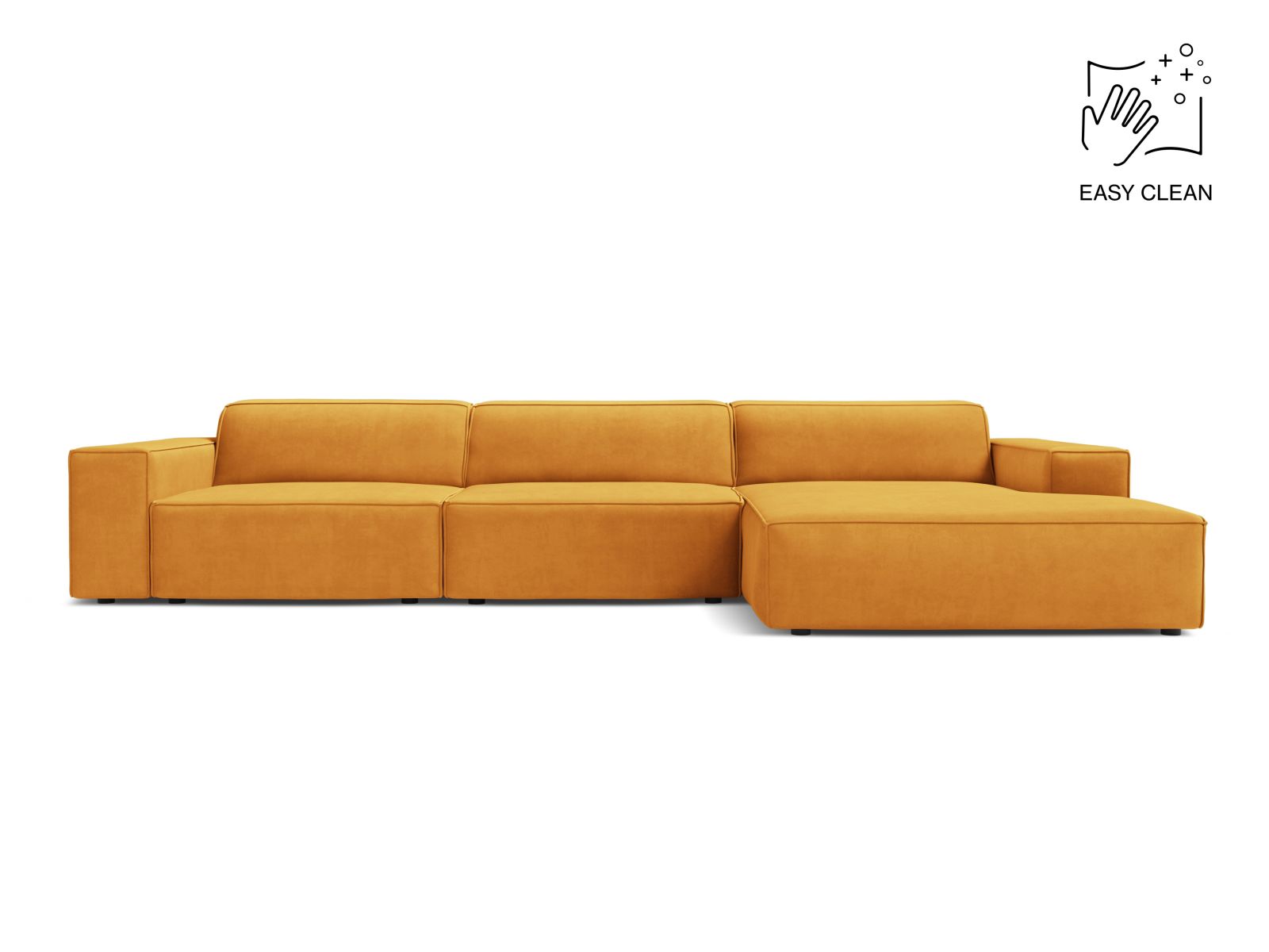 Velvet Modular Right Corner Sofa, "Jodie", 4 Seats, 284x162x77