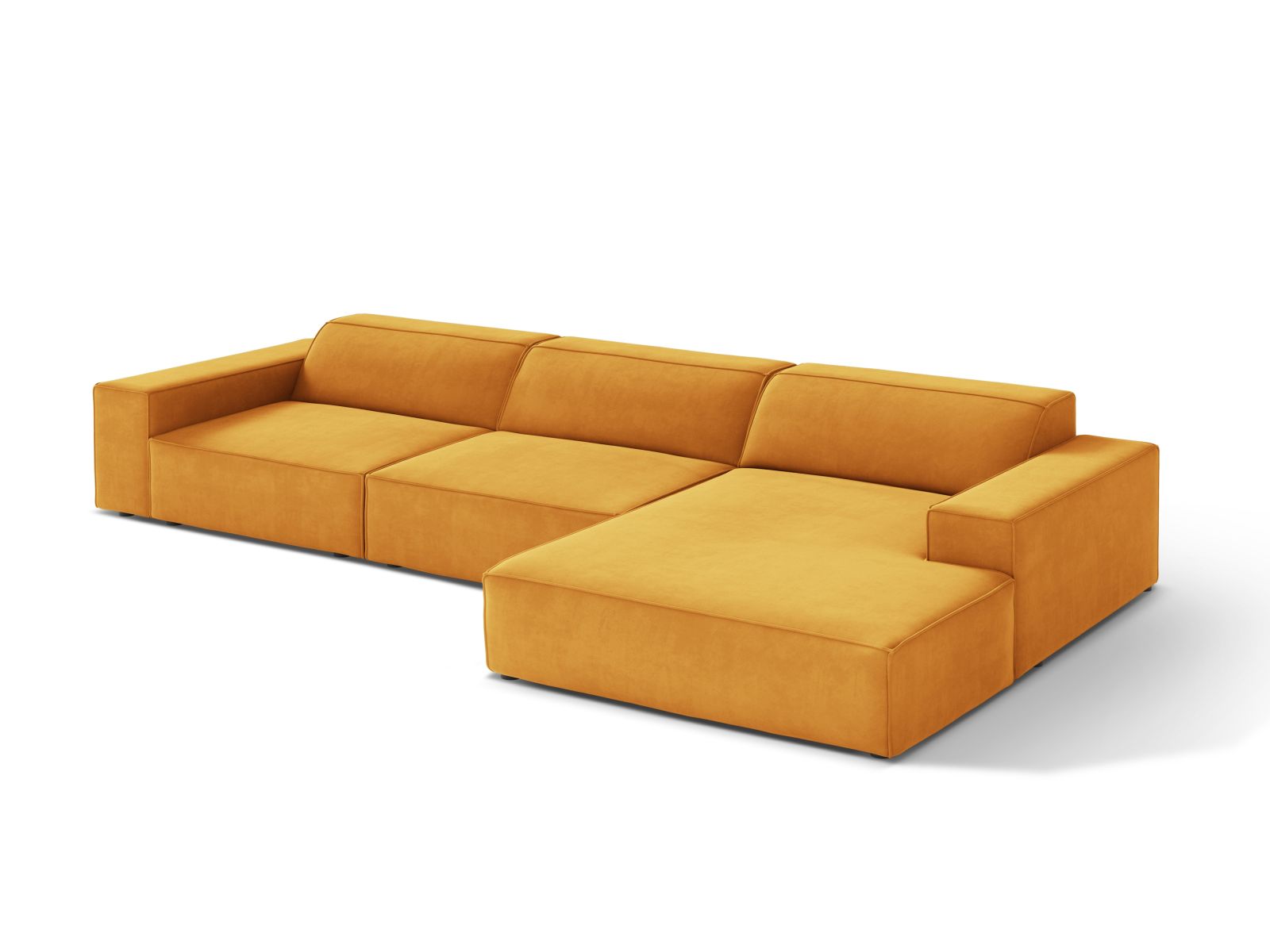 Velvet Modular Right Corner Sofa, "Jodie", 4 Seats, 284x162x77