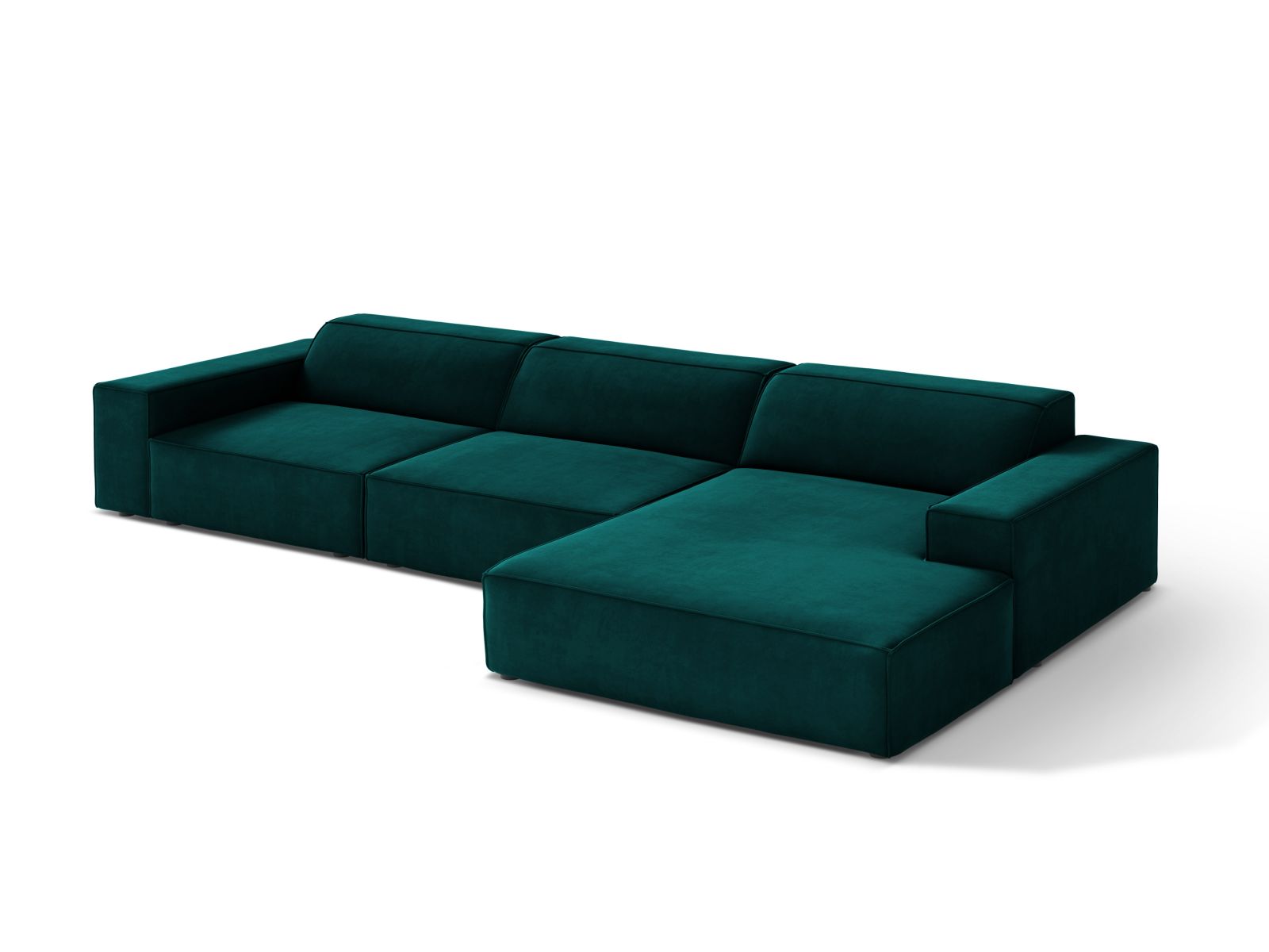 Velvet Modular Right Corner Sofa, "Jodie", 4 Seats, 284x162x77