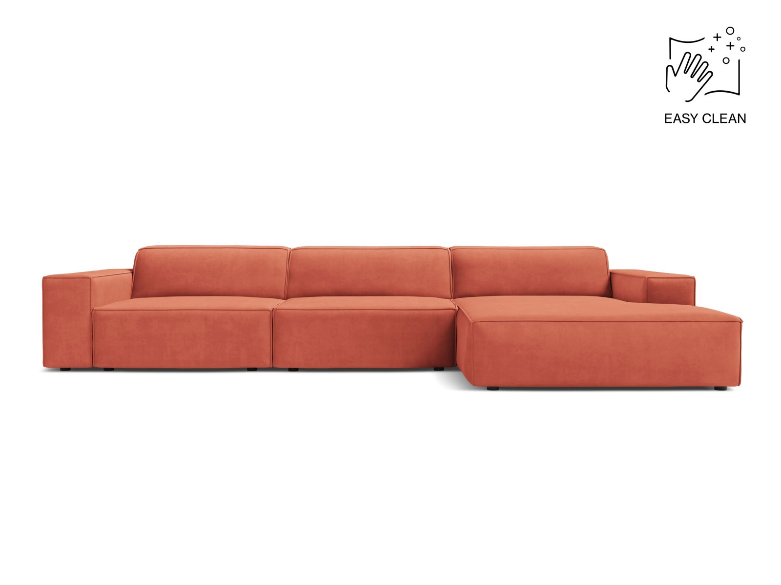 Velvet Modular Right Corner Sofa, "Jodie", 4 Seats, 284x162x77