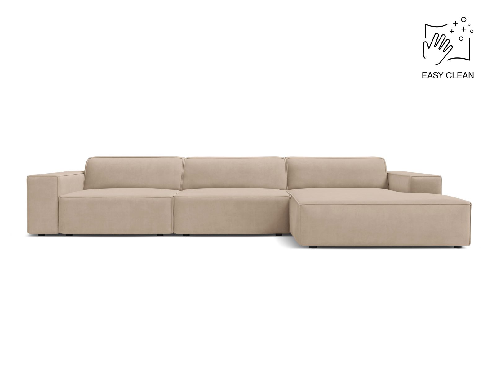 Velvet Modular Right Corner Sofa, "Jodie", 4 Seats, 284x162x77
