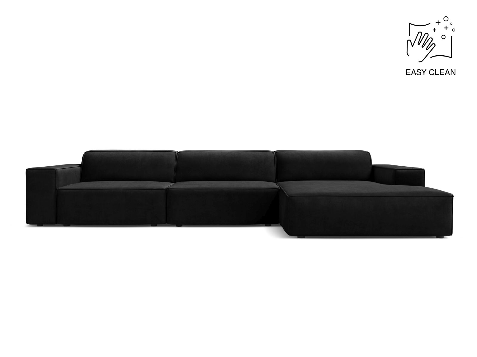 Velvet Modular Right Corner Sofa, "Jodie", 4 Seats, 284x162x77