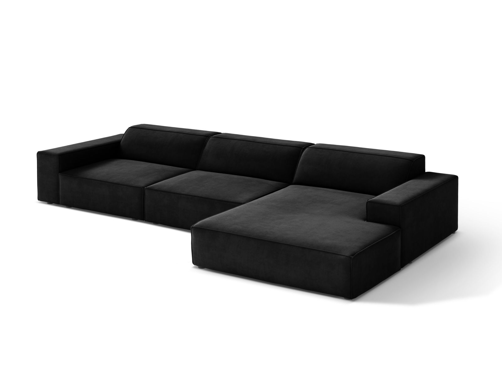 Velvet Modular Right Corner Sofa, "Jodie", 4 Seats, 284x162x77