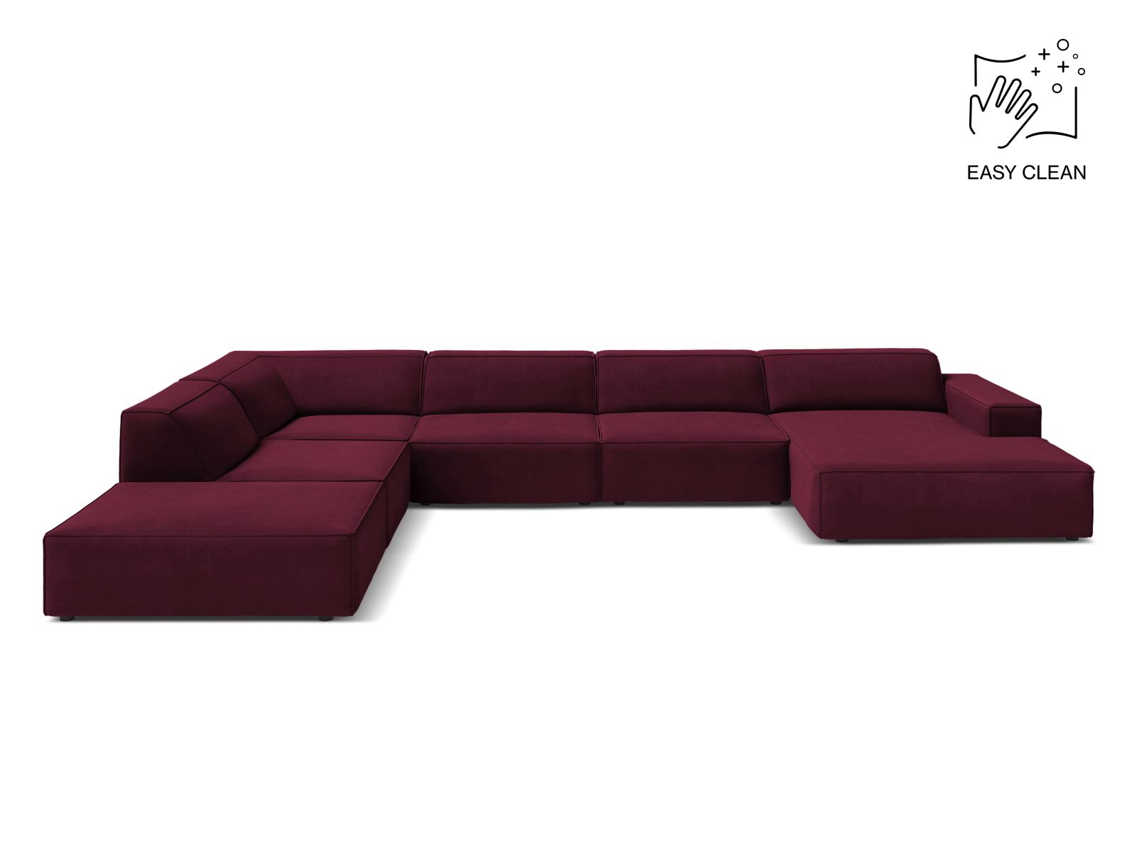 Velvet Modular Panoramic Left Corner Sofa, "Jodie", 7 Seats, 361x258x77