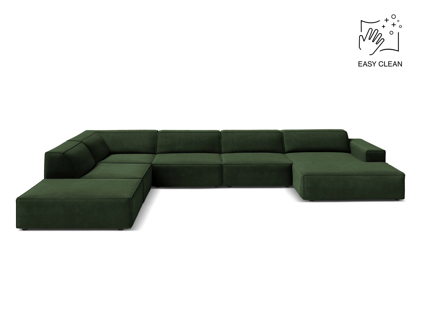 Velvet Modular Panoramic Left Corner Sofa, "Jodie", 7 Seats, 361x258x77