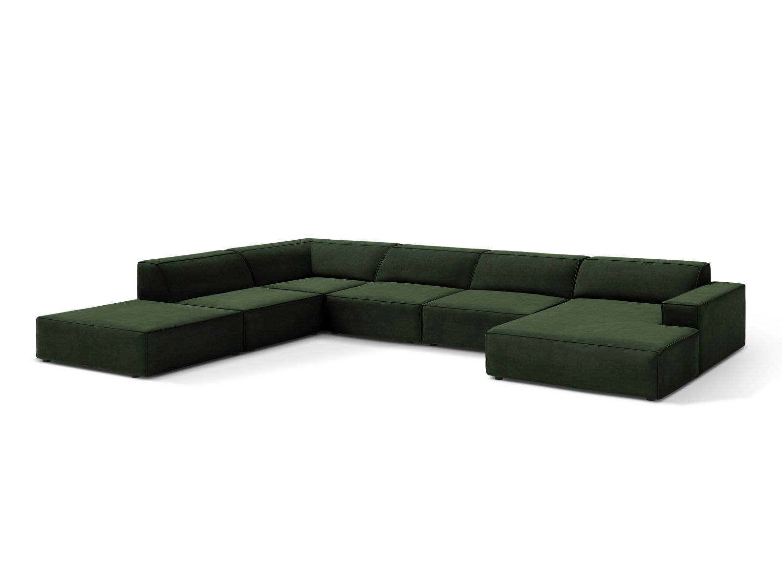 Velvet Modular Panoramic Left Corner Sofa, "Jodie", 7 Seats, 361x258x77