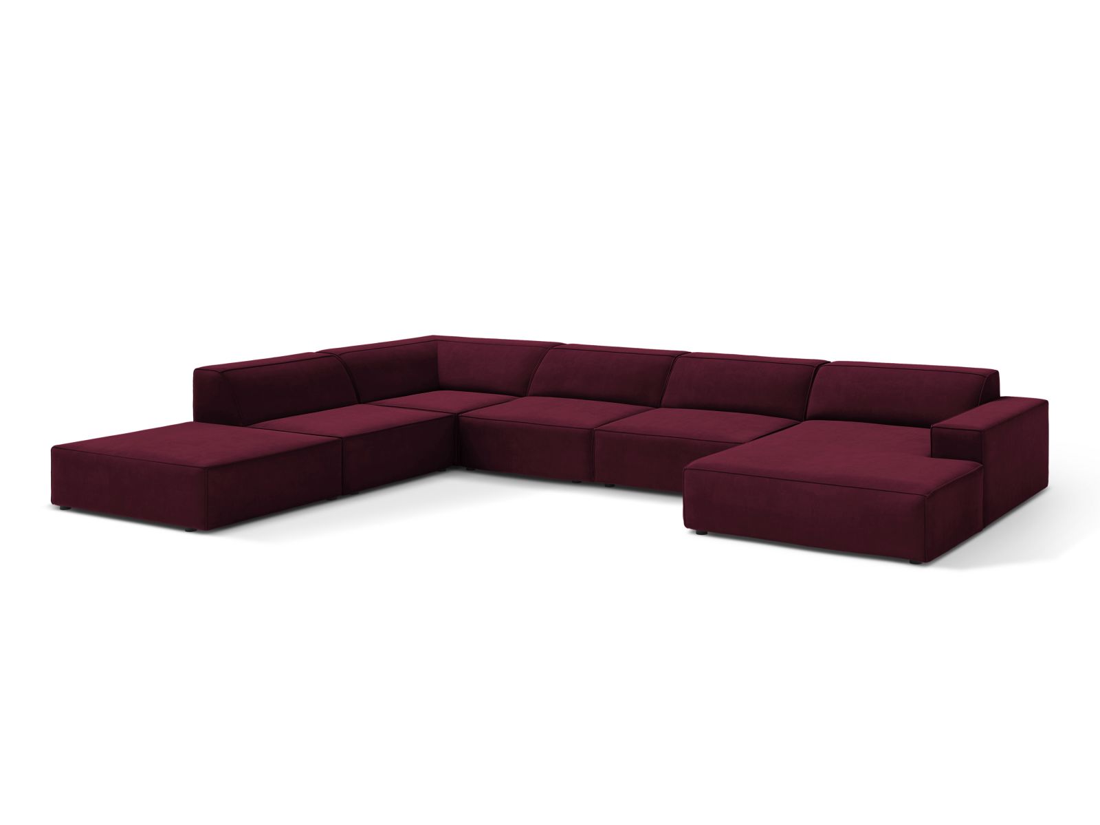 Velvet Modular Panoramic Left Corner Sofa, "Jodie", 7 Seats, 361x258x77