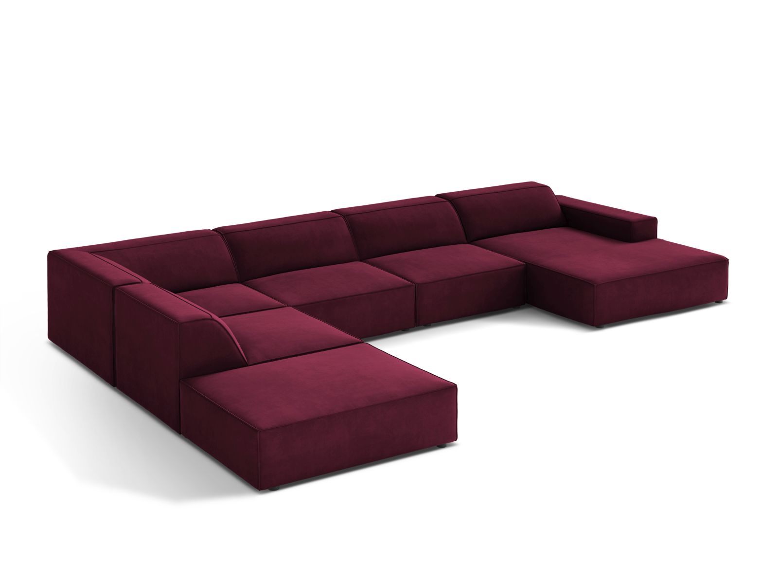 Velvet Modular Panoramic Left Corner Sofa, "Jodie", 7 Seats, 361x258x77