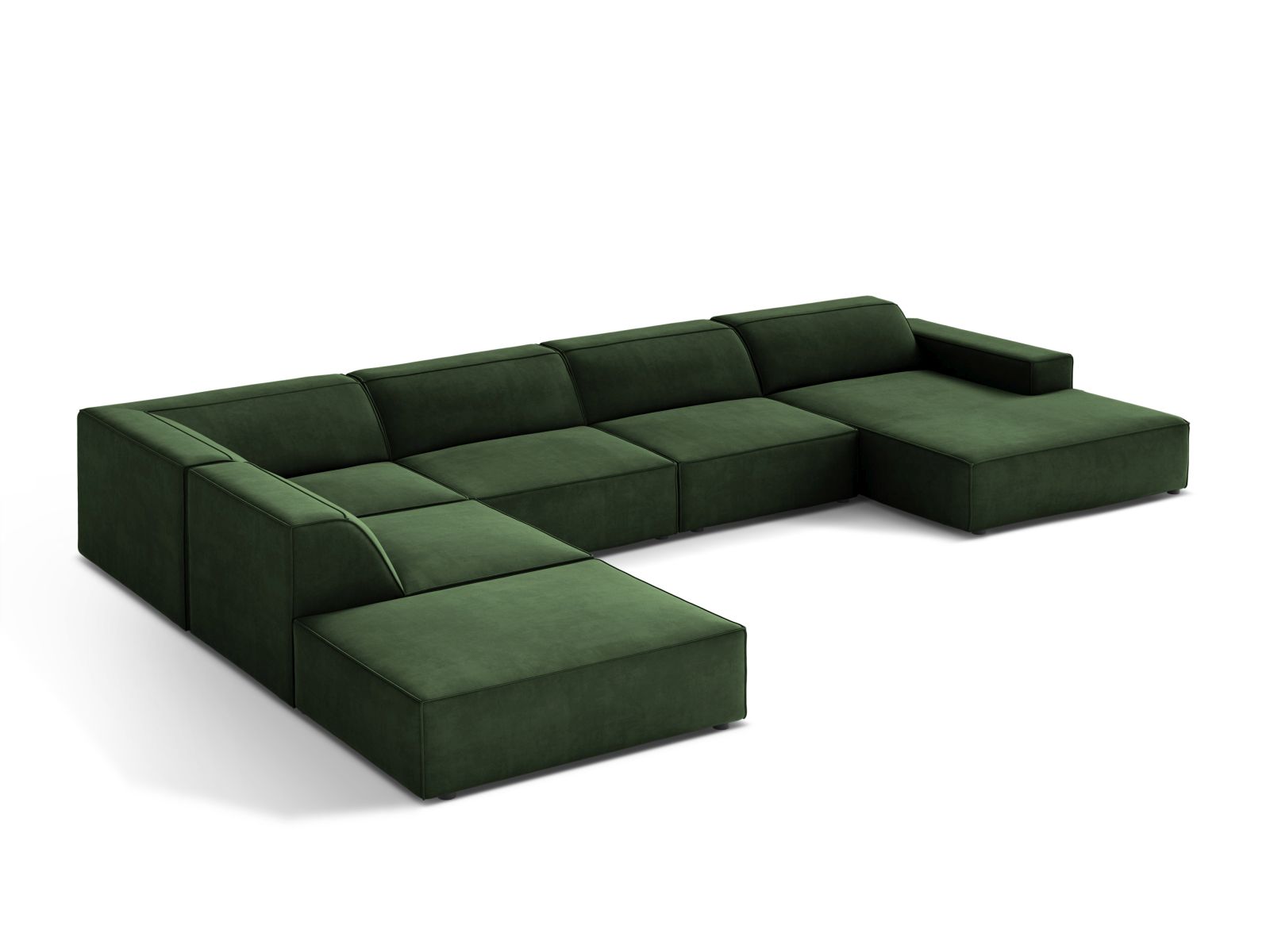 Velvet Modular Panoramic Left Corner Sofa, "Jodie", 7 Seats, 361x258x77