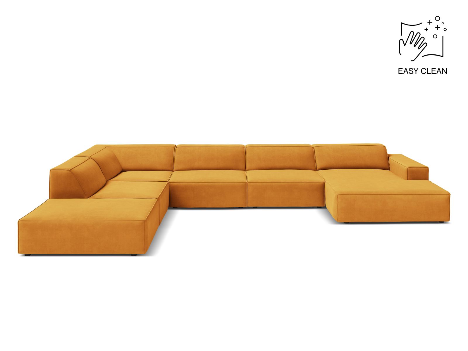 Velvet Modular Panoramic Left Corner Sofa, "Jodie", 7 Seats, 361x258x77
