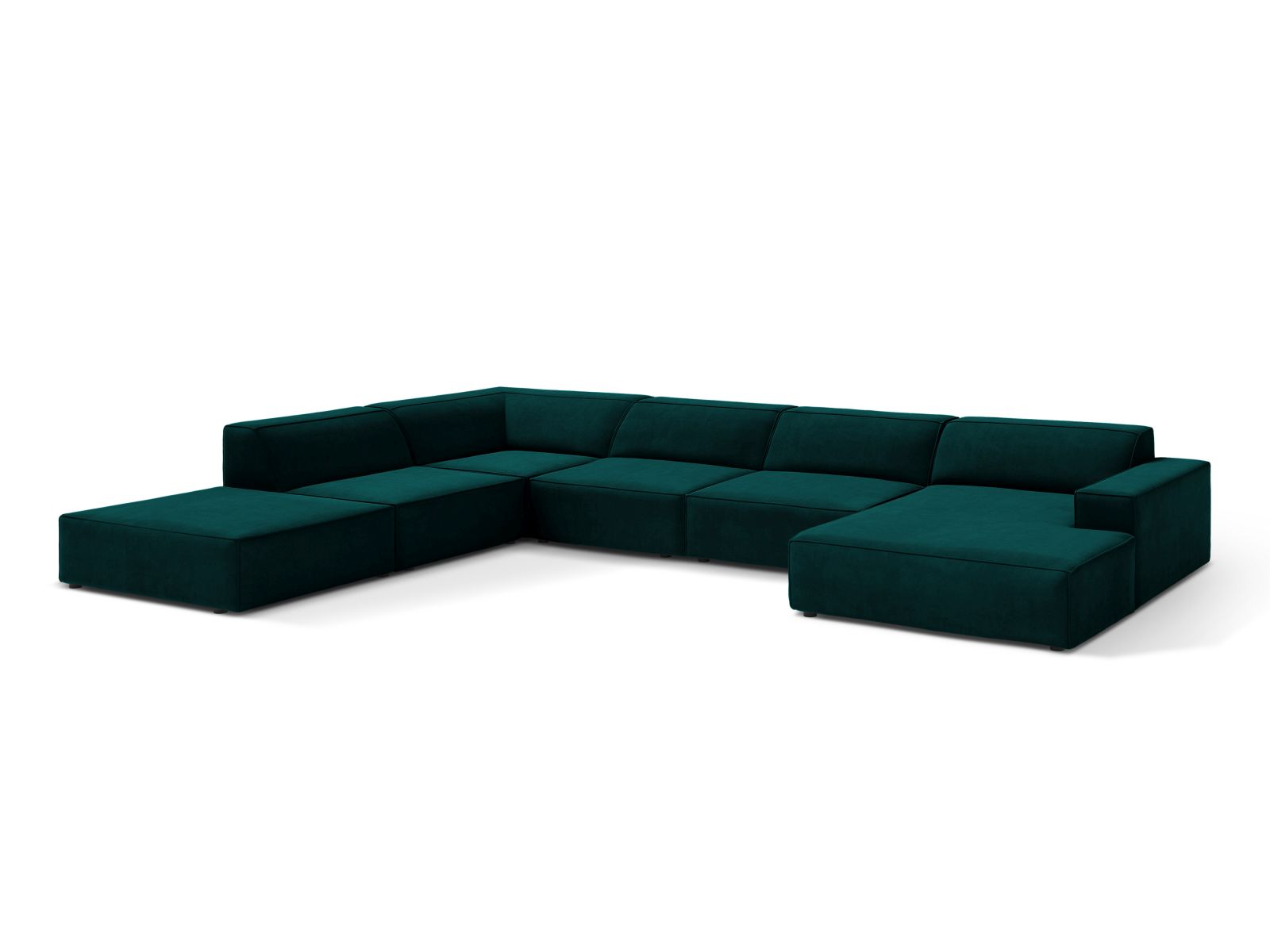 Velvet Modular Panoramic Left Corner Sofa, "Jodie", 7 Seats, 361x258x77