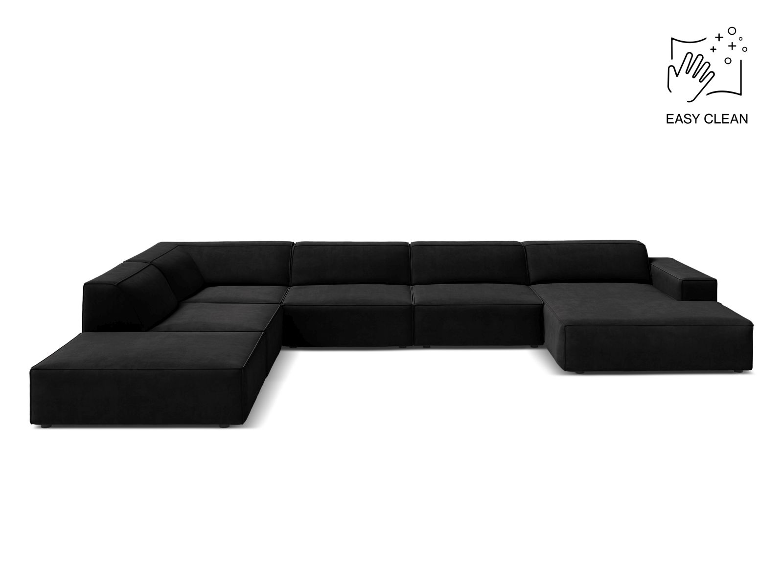 Velvet Modular Panoramic Left Corner Sofa, "Jodie", 7 Seats, 361x258x77