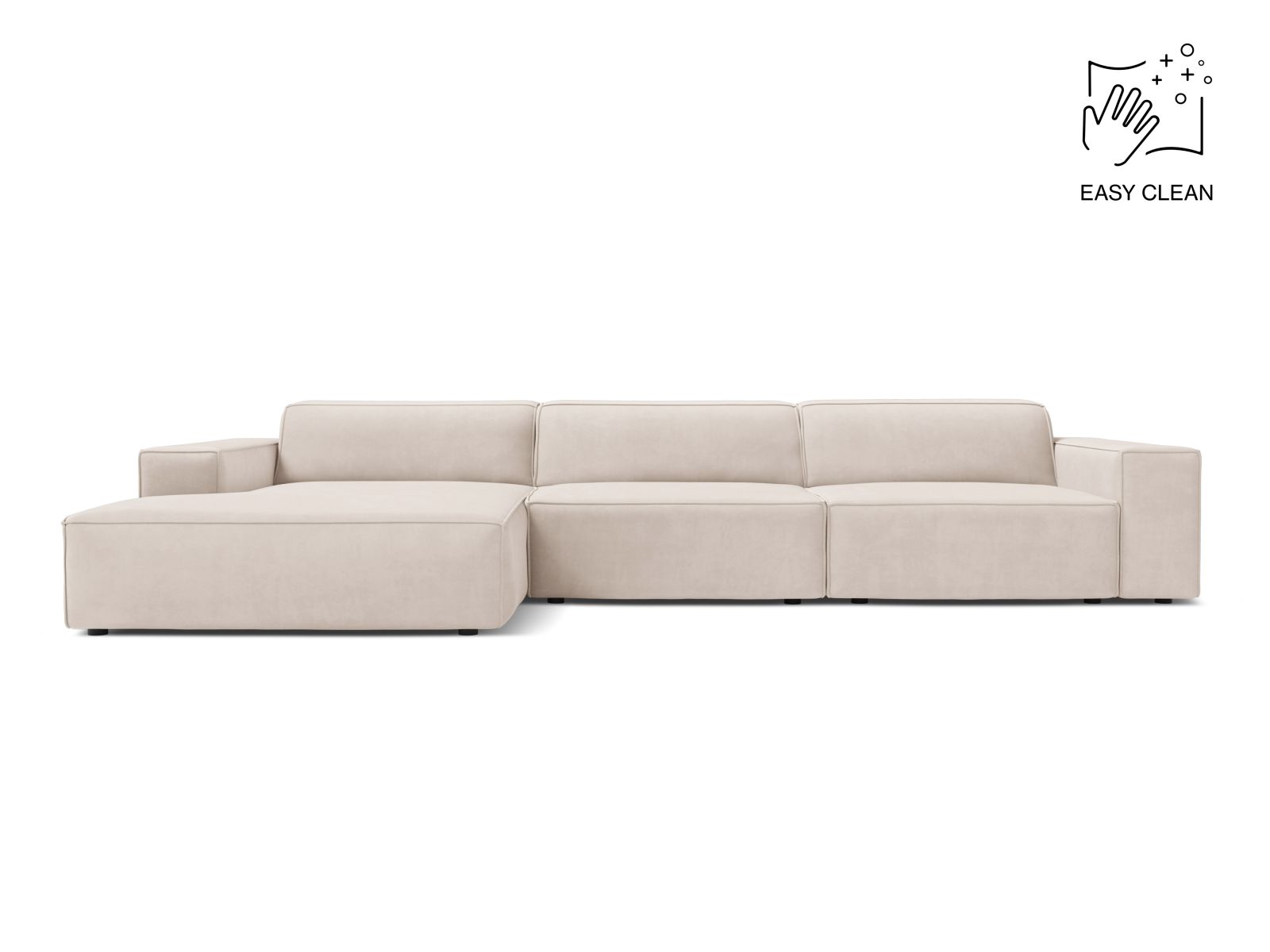 Velvet Modular Left Corner Sofa, "Jodie", 4 Seats, 284x162x77