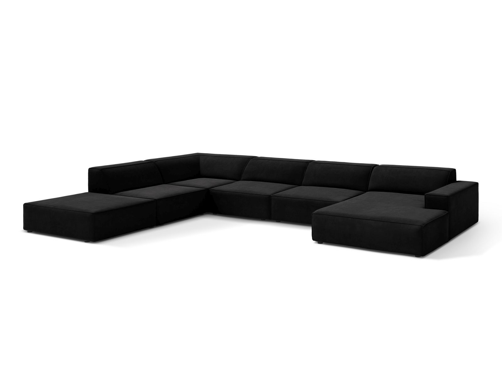 Velvet Modular Panoramic Left Corner Sofa, "Jodie", 7 Seats, 361x258x77