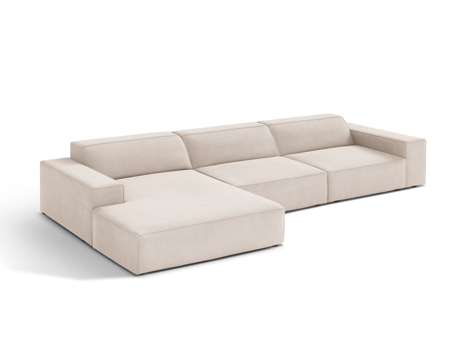 Velvet Modular Left Corner Sofa, "Jodie", 4 Seats, 284x162x77