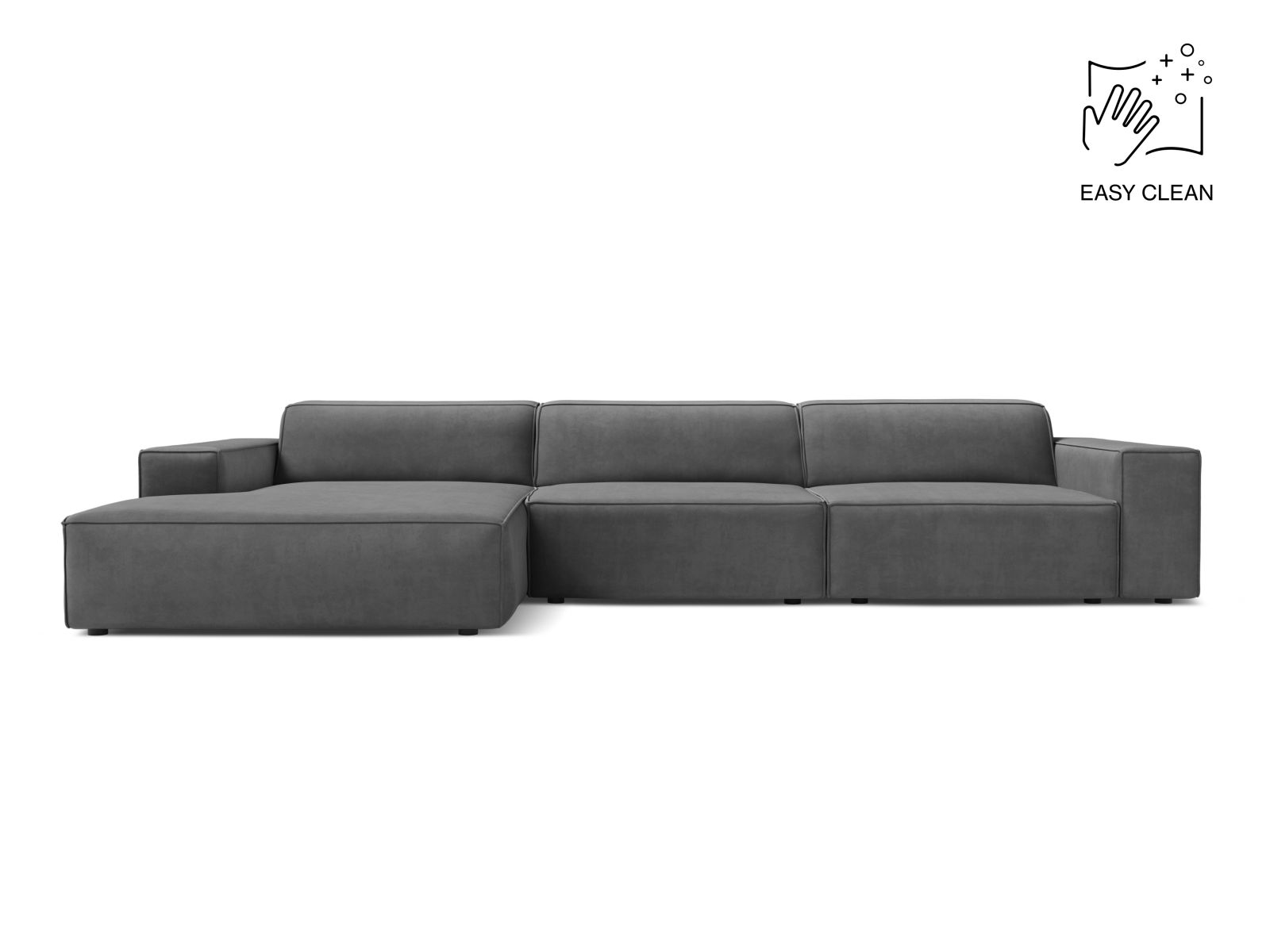 Velvet Modular Left Corner Sofa, "Jodie", 4 Seats, 284x162x77