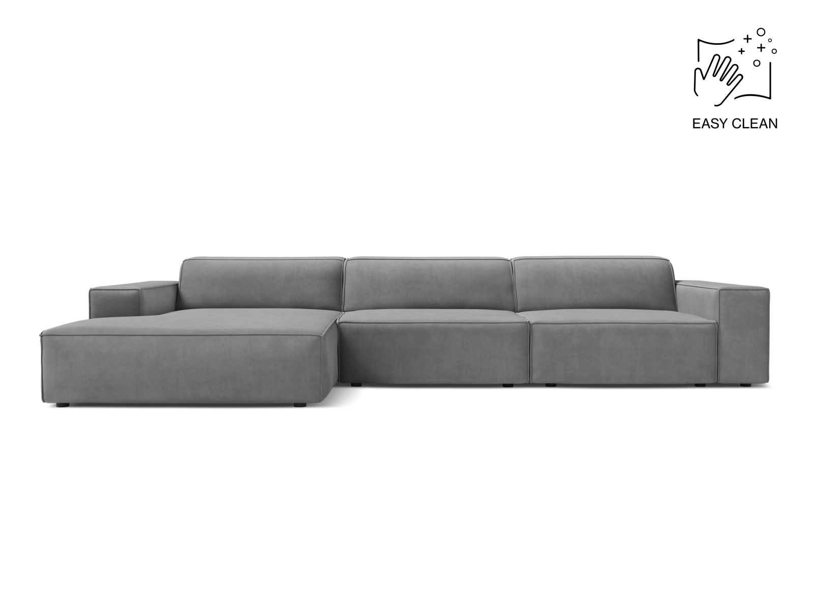 Velvet Modular Left Corner Sofa, "Jodie", 4 Seats, 284x162x77