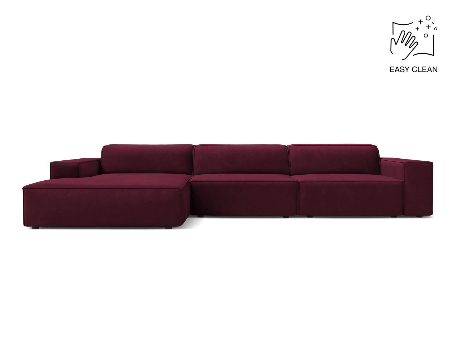 Velvet Modular Left Corner Sofa, "Jodie", 4 Seats, 284x162x77
