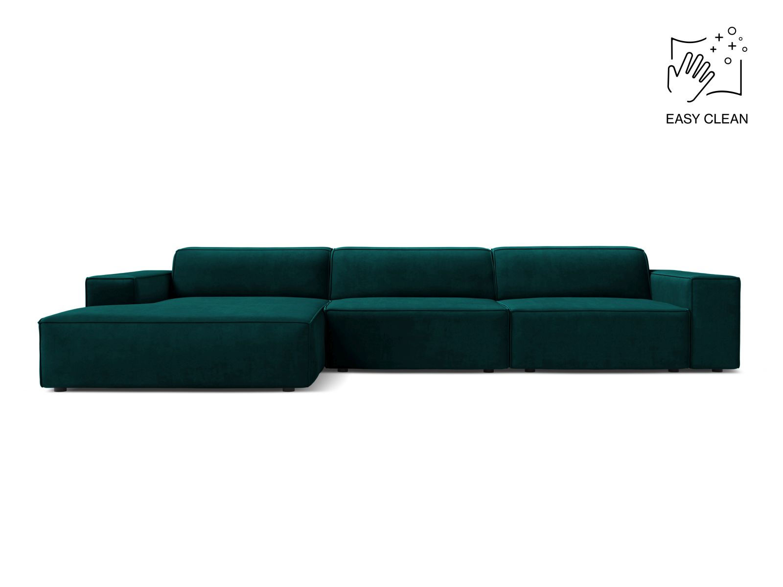 Velvet Modular Left Corner Sofa, "Jodie", 4 Seats, 284x162x77