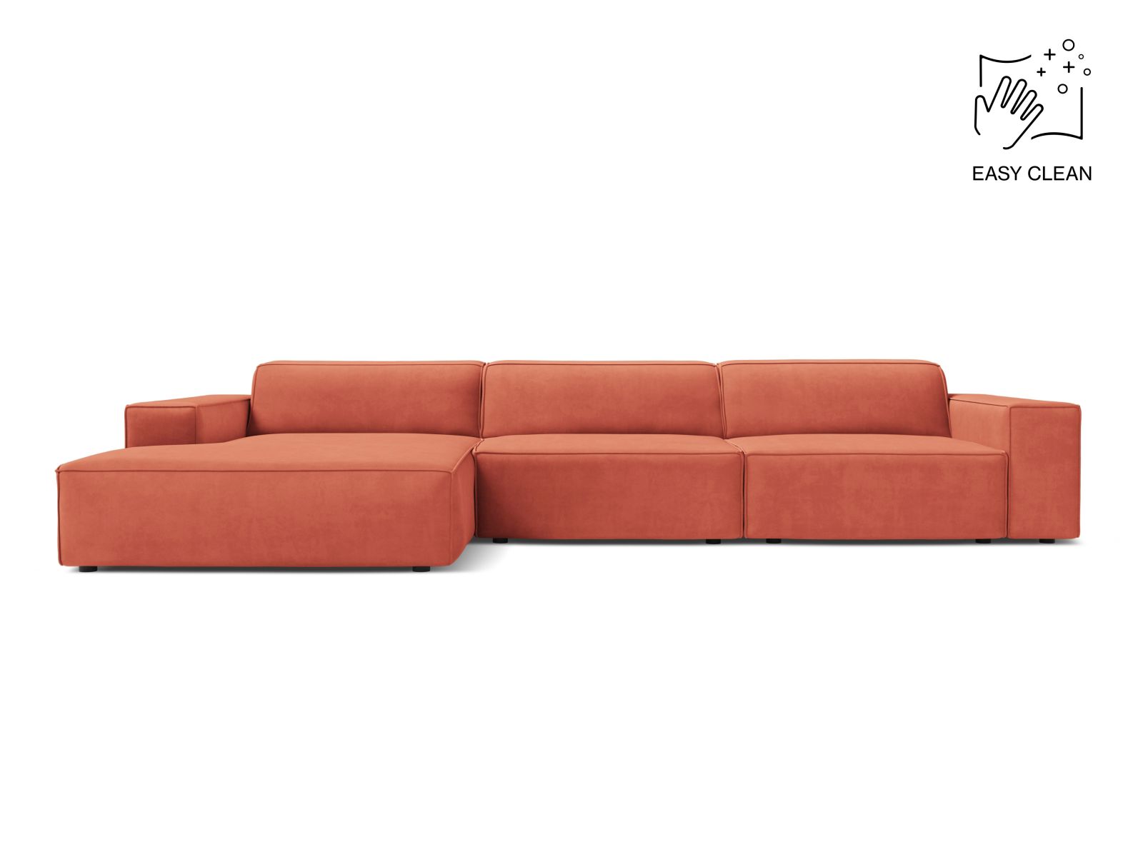Velvet Modular Left Corner Sofa, "Jodie", 4 Seats, 284x162x77