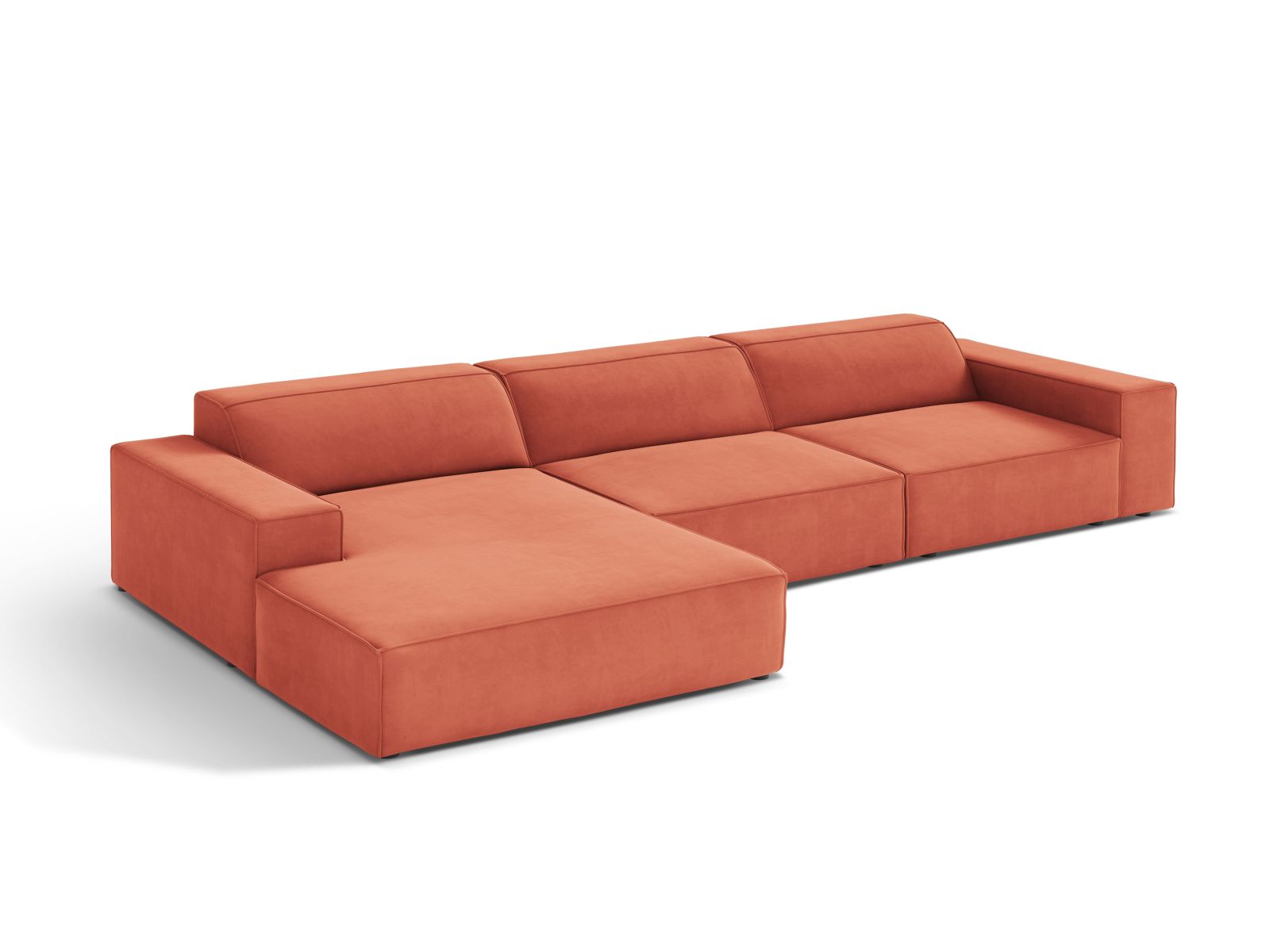 Velvet Modular Left Corner Sofa, "Jodie", 4 Seats, 284x162x77